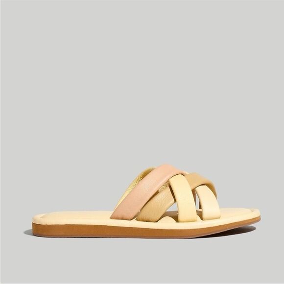 MADEWELL | Leeandra Slide Sandals Yellow Tan Pink Cross Straps Women’s Size 8.5 - Picture 15 of 15